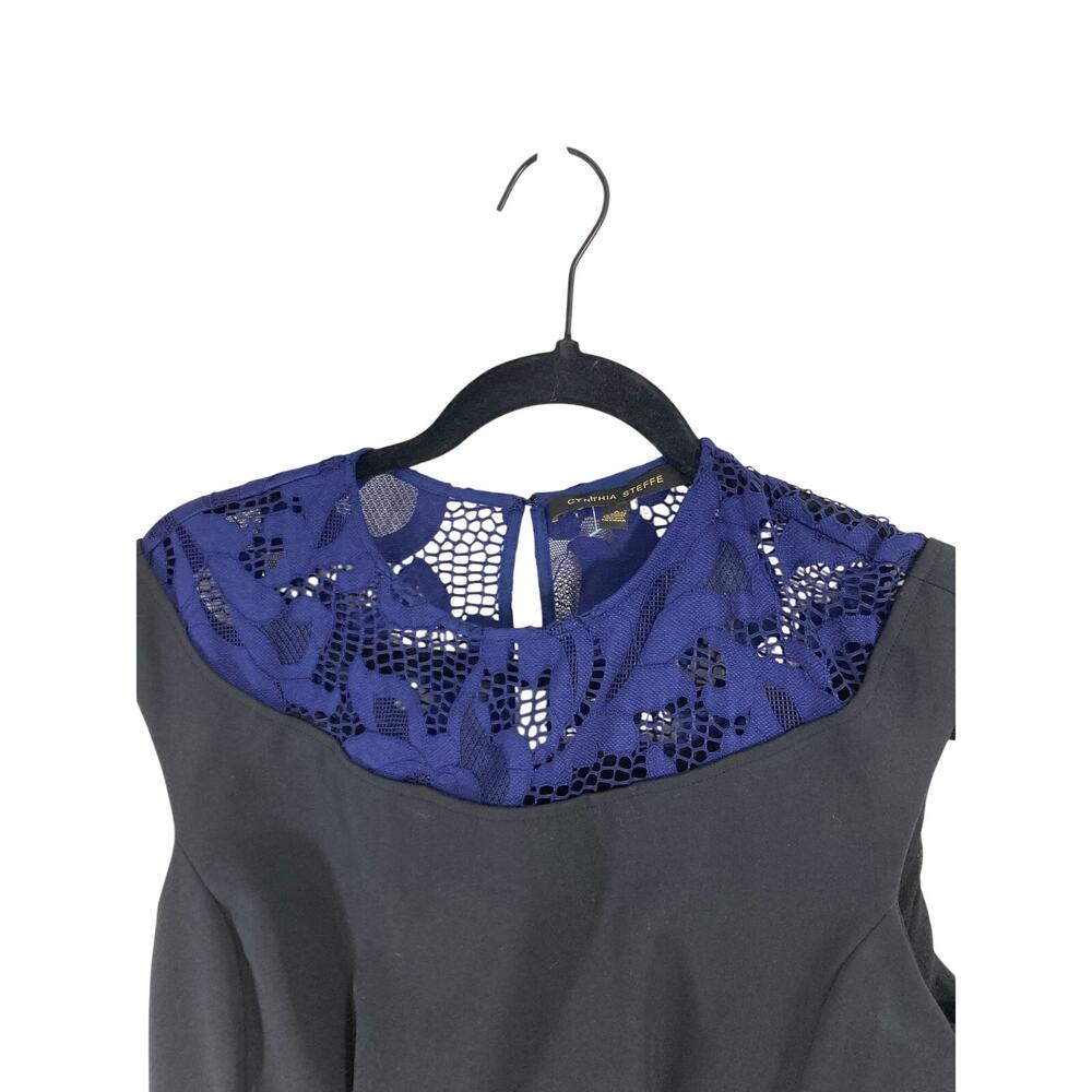 Cynthia Steffe Pleated A Line Lace Collared Cotton Dress - Picture 3 of 9